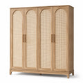 Armadio in legno con ante in rattan 180x60x200 cm