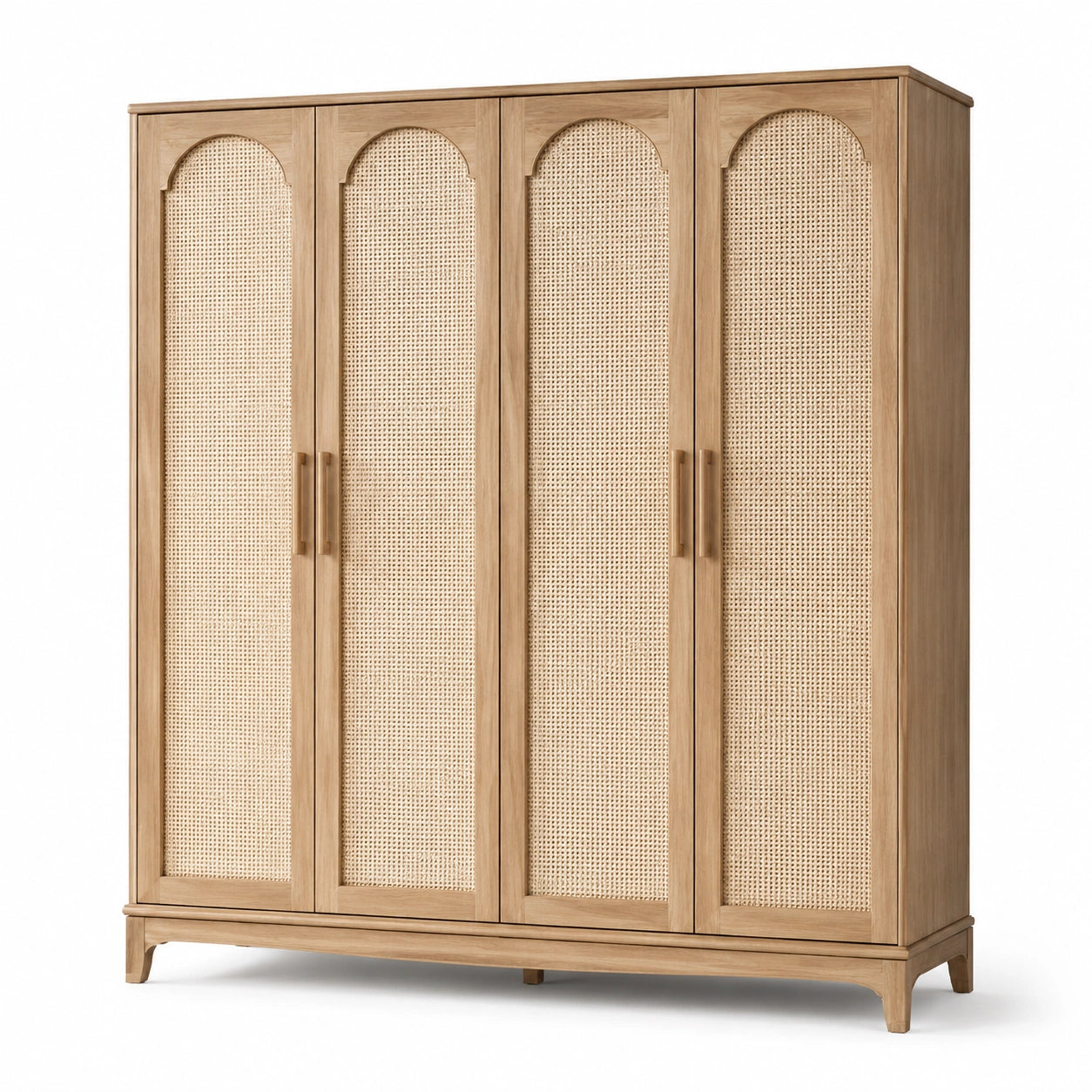 Armadio in legno con ante in rattan 180x60x200 cm
