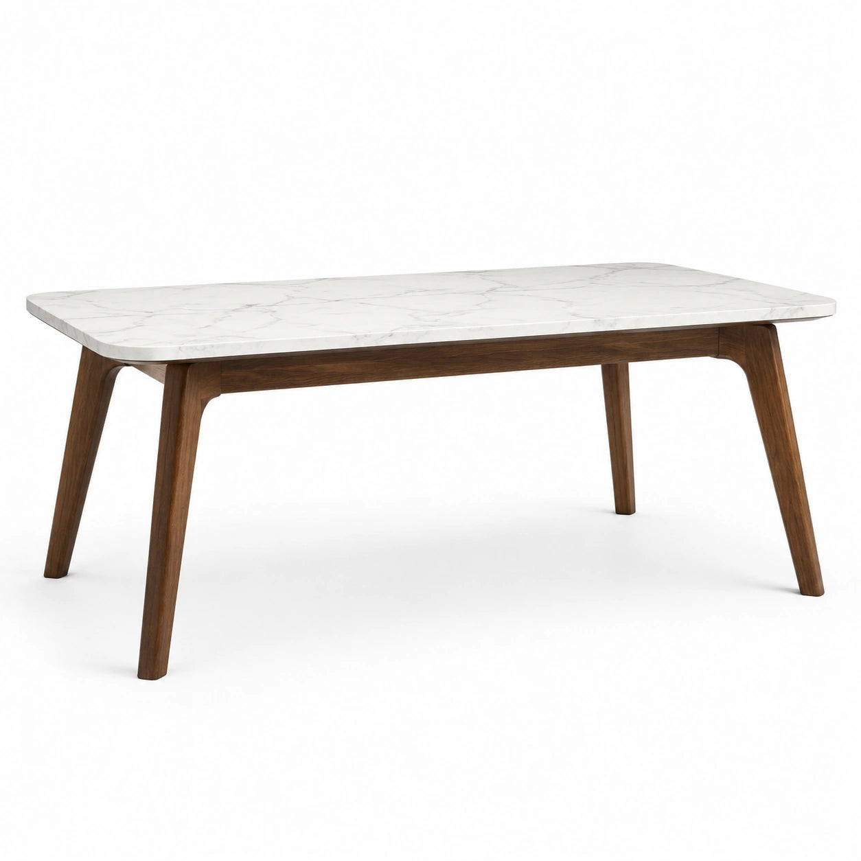 Tavolo da pranzo rettangolare in marmo e legno massello 180x90x75 cm