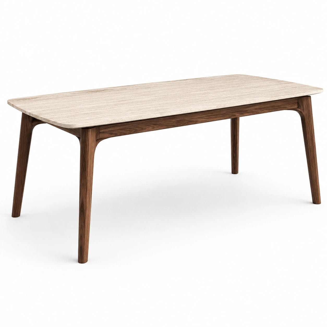Tavolo da pranzo legno e marmo travertino 180x90x75 cm