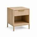 Comodino in legno di rovere chiaro con gambe in metallo