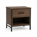 Comodino in legno e metallo marrone scuro, 45x35x55 cm