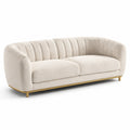 Divano 3 posti beige tessuto bouclé base in metallo