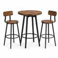 Set da bar in legno e metallo con tavolo e 2 sgabelli